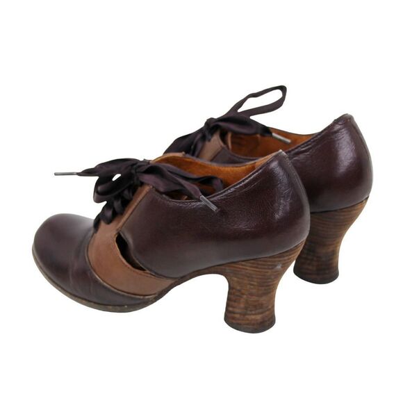 VTG NAYA JASPER TAN BROWN GENUINE LEATHER MID HEEL ROUND TOE LACES SHOES 6M - Picture 4 of 11